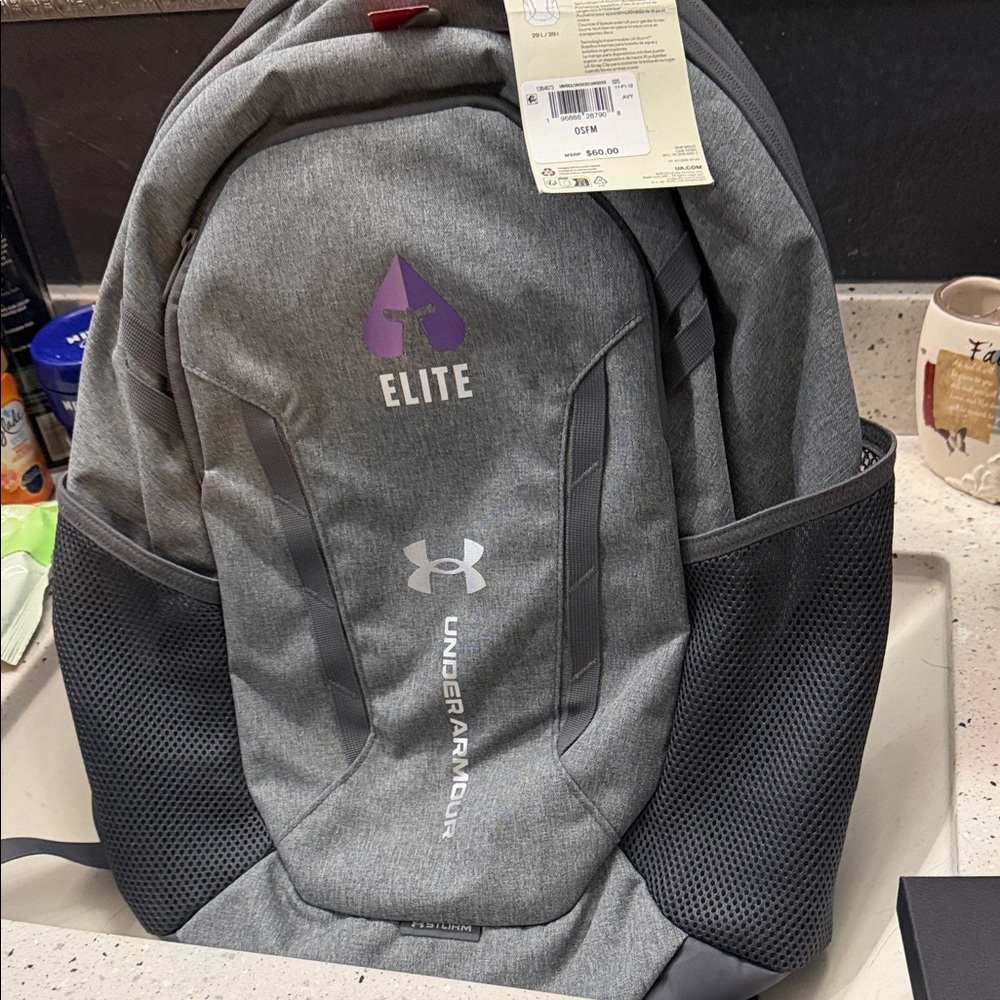 Under Armour Gray Backpack with Purple Accents